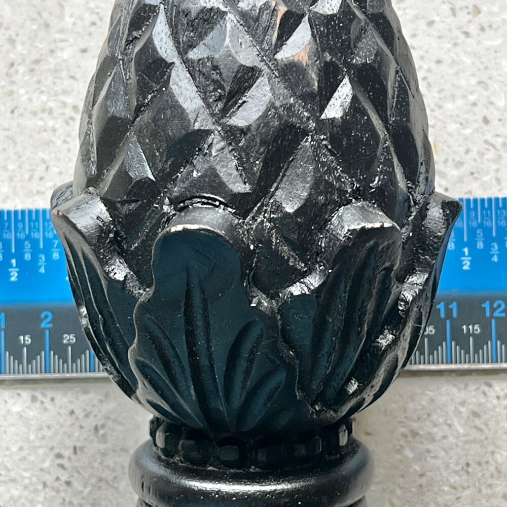 Set Of 4 Black Artichoke Finials For Bed Or Curtain Rods 5.5x3 3/8” D Classical - Picture 4 of 11